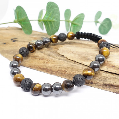 copy of Bracelet homme oeil de tigre et hématite