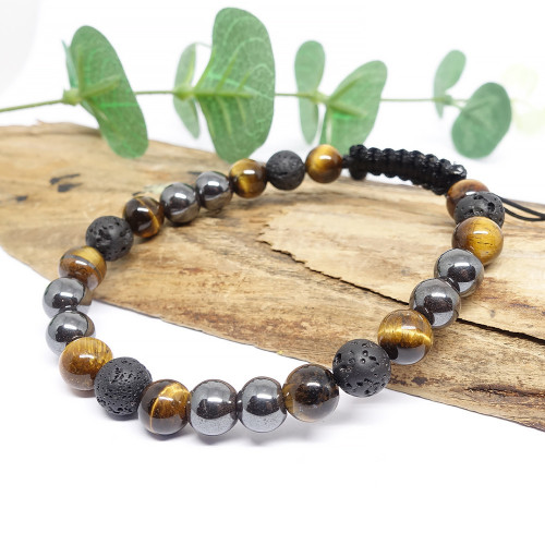 copy of Bracelet homme oeil de tigre et hématite