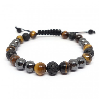 copy of Bracelet homme oeil de tigre et hématite