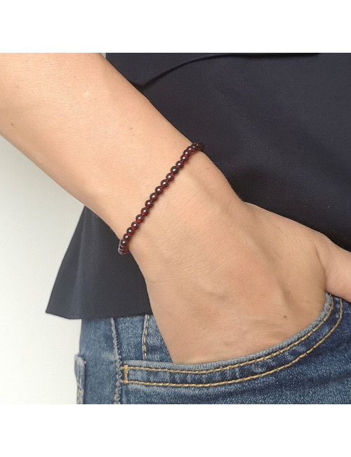 Grenat, Bracelet extensible perles de 4 mm