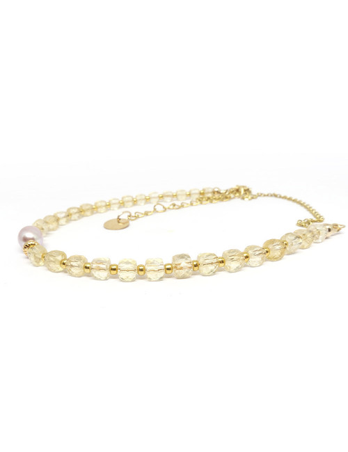 Collier en PIERRE NATURELLE de citrine avec gold filled 14k