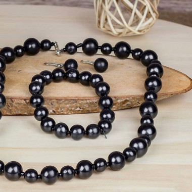Shungite, Parure collier, bracelet et boucles d’oreilles