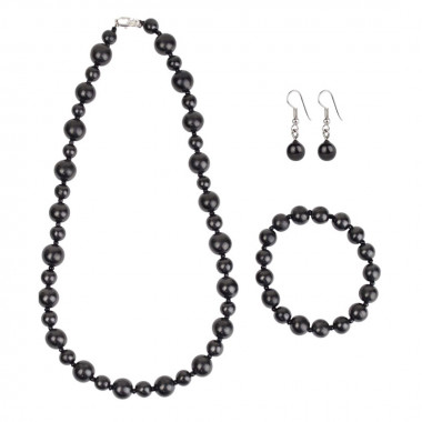 Shungite, Parure collier, bracelet et boucles d’oreilles