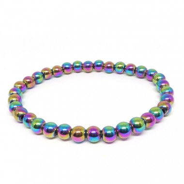 Hématite titane arc-en-ciel, Bracelet extensible 4 - 6 ou 8 mm