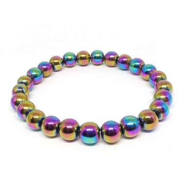 Hématite titane arc-en-ciel, Bracelet extensible 4 - 6 ou 8 mm