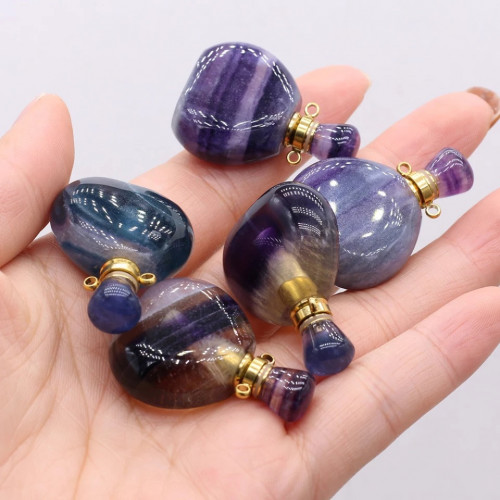 Flacon en PIERRE fluorite sur chaîne plaqué or.