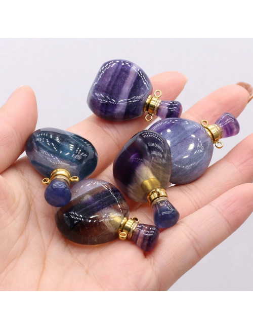 Flacon en PIERRE fluorite sur chaîne plaqué or.