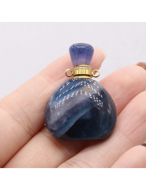 Flacon en PIERRE fluorite sur chaîne plaqué or.