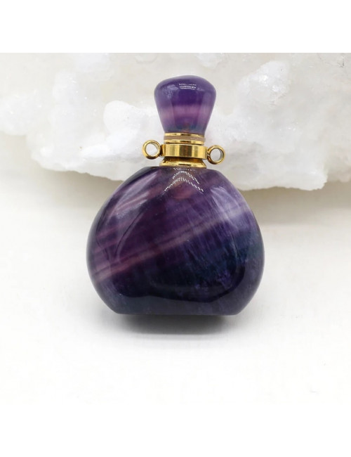 Flacon en PIERRE fluorite sur chaîne plaqué or.