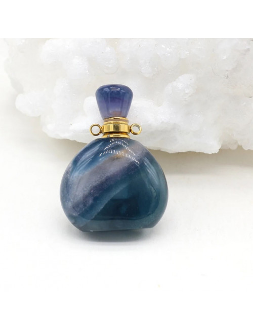 Flacon en PIERRE fluorite sur chaîne plaqué or.