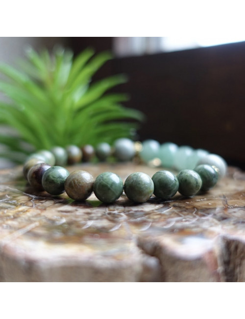 Opale verte, aventurine et jaspe, Bracelet harmonie