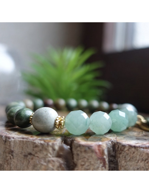 Opale verte, aventurine et jaspe, Bracelet harmonie