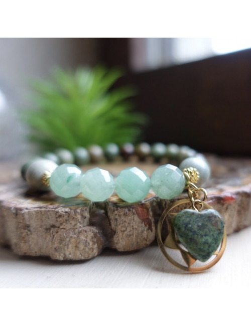 Opale verte, aventurine et jaspe, Bracelet harmonie