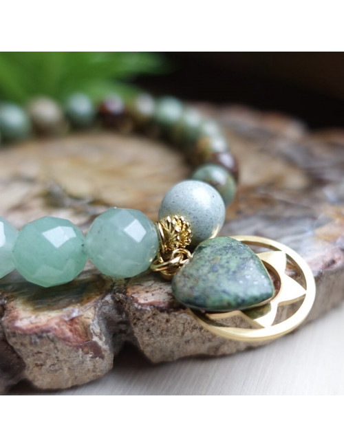 Opale verte, aventurine et jaspe, Bracelet harmonie