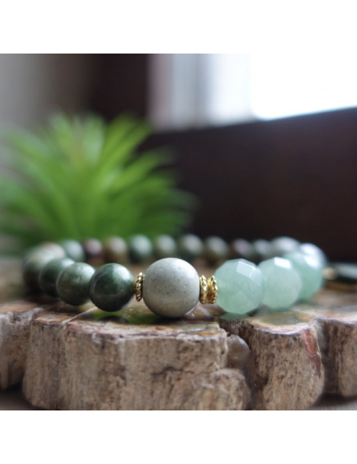 Opale verte, aventurine et jaspe, Bracelet harmonie