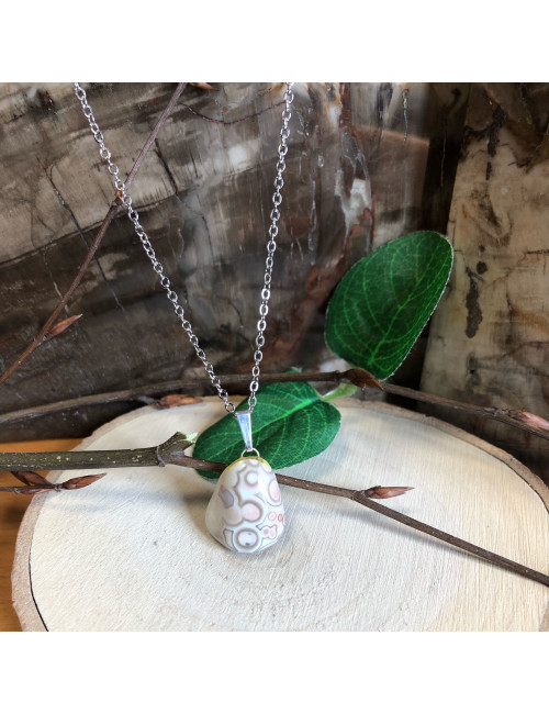 Agate naturelle sur chaîne acier 42 cm