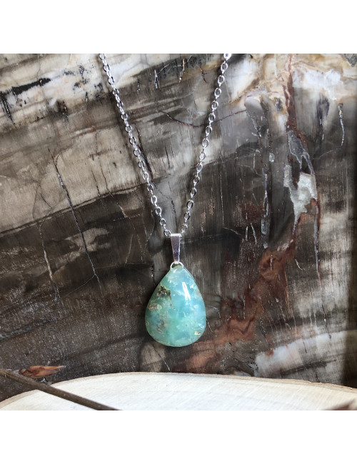 Chrysoprase sur chaîne acier 42 cm