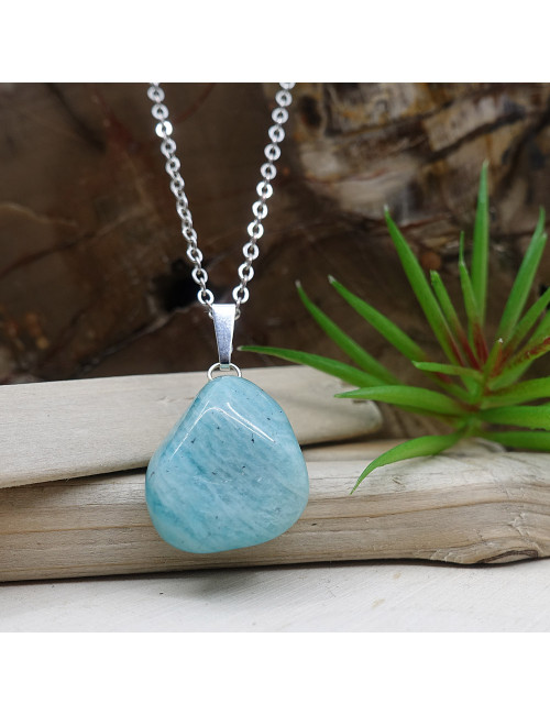 Pendentif en PIERRE amazonite sur chaîne