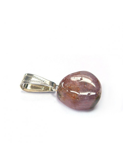 Tourmaline melon d'eau roulée montée en pendentif sur chaîne