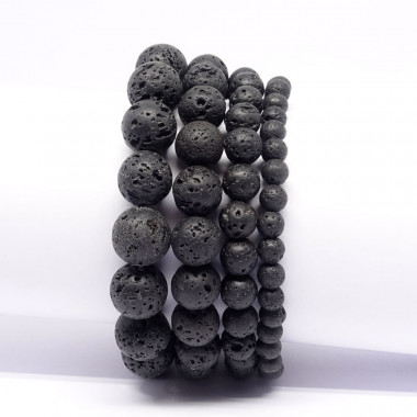 Bracelet extensible en pierre de lave
