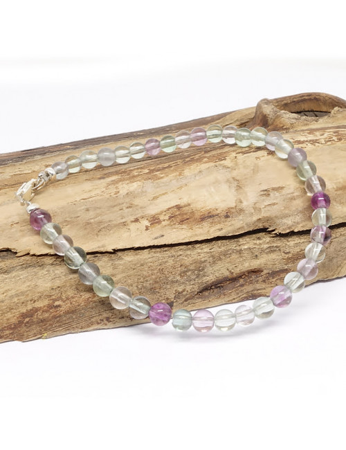 Bracelet fin en PIERRE naturelle de fluorite et argent