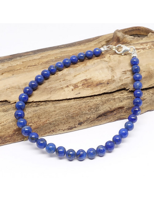Bracelet fin en PIERRE naturelle Lapis lazuli et argent