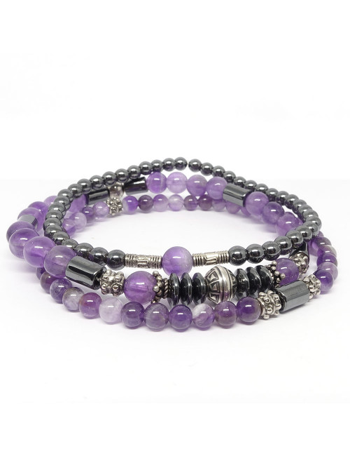 TRIO de Bracelets extensibles en PIERRE