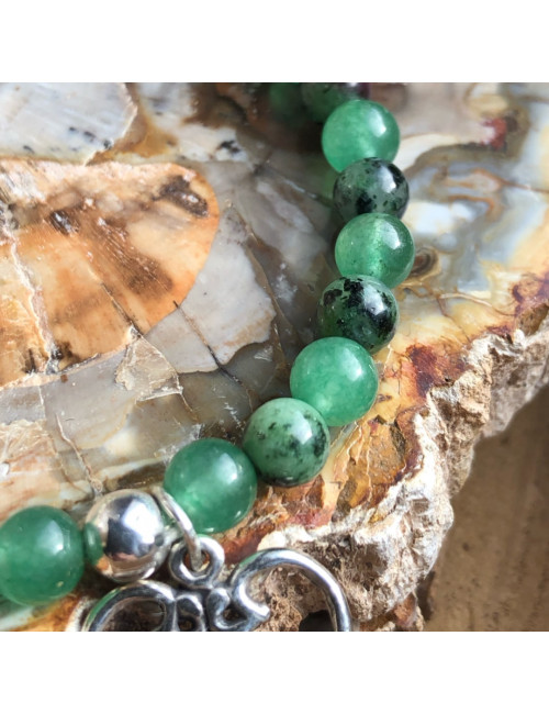 Bracelet extensible du chakra ANAHATA double rang en pierre aventurine et chrysoprase.