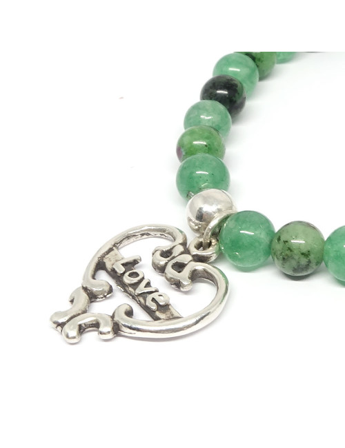 Bracelet extensible du chakra ANAHATA double rang en pierre aventurine et chrysoprase.