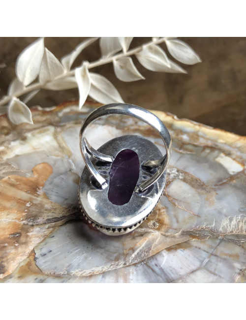 Bague en PIERRE améthyste et argent