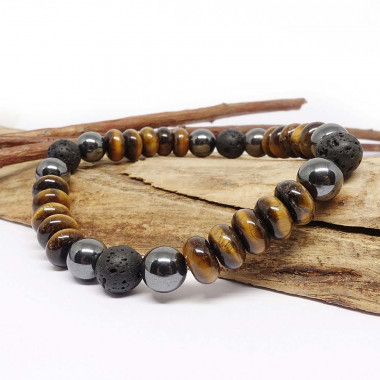 copy of Bracelet homme oeil de tigre et hématite