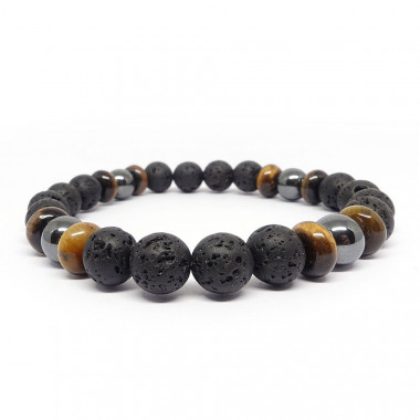 copy of Bracelet homme oeil de tigre et hématite