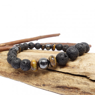 copy of Bracelet homme oeil de tigre et hématite