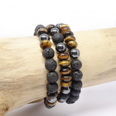 copy of Bracelet homme oeil de tigre et hématite