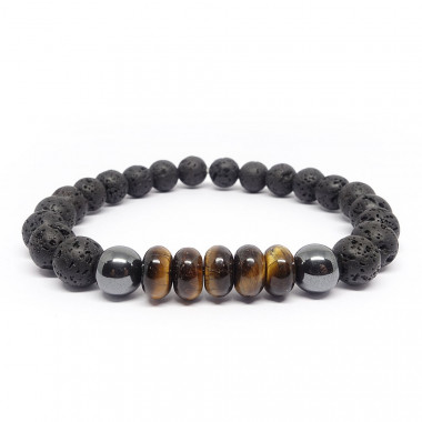 copy of Bracelet homme oeil de tigre et hématite