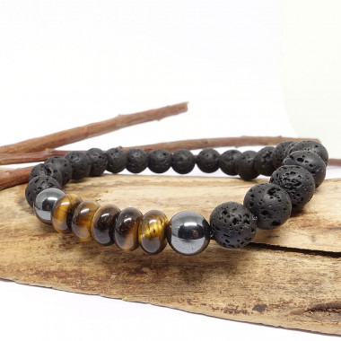 copy of Bracelet homme oeil de tigre et hématite