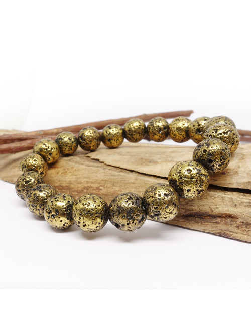 Bracelet bien-être en lave dorée