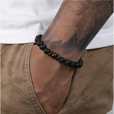 copy of Bracelet homme oeil de tigre et hématite