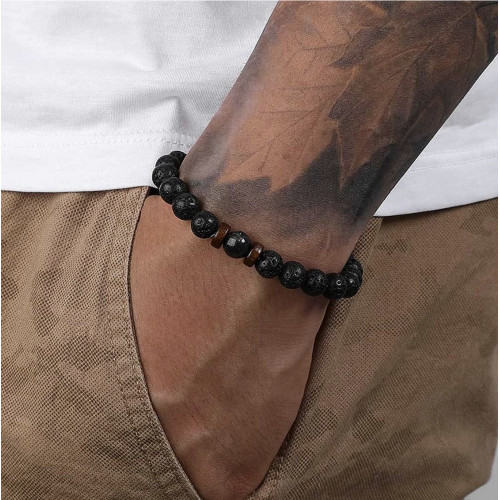 copy of Bracelet homme oeil de tigre et hématite