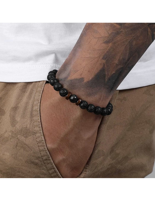 Bracelet bien être pour homme en pierre de lave