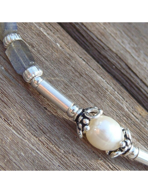 Bracelet labradorite et perle d'eau douce