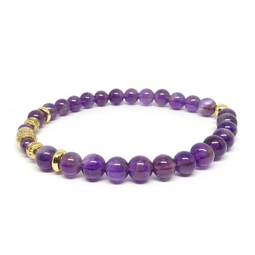 Bracelet bien-être de la collection bijoux chakras, c'est le premier, le chakra racine qui est associé à l'améthyste.