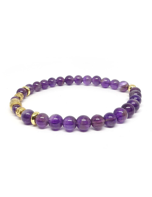 Bracelet bien-être de la collection bijoux chakras, c'est le premier, le chakra racine qui est associé à l'améthyste.