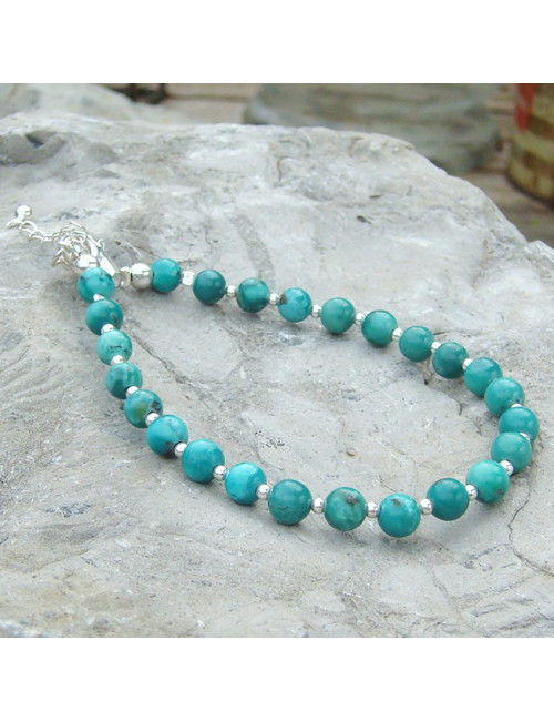 Turquoise USA , bracelet perles 4 mm