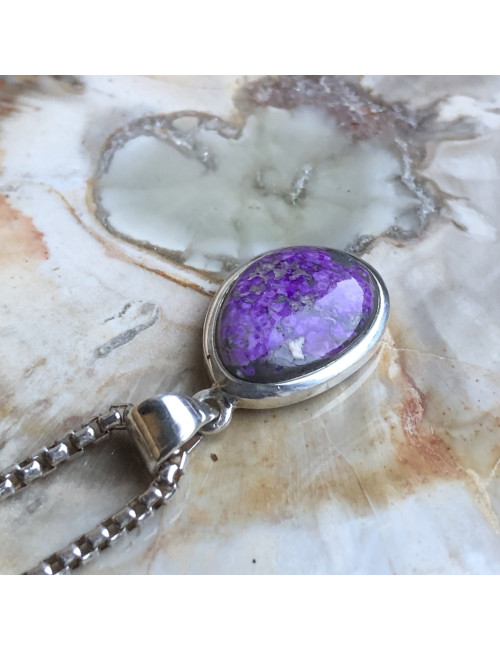 Pendentif en charoïte et argent 925 - Qualité exceptionnelle.