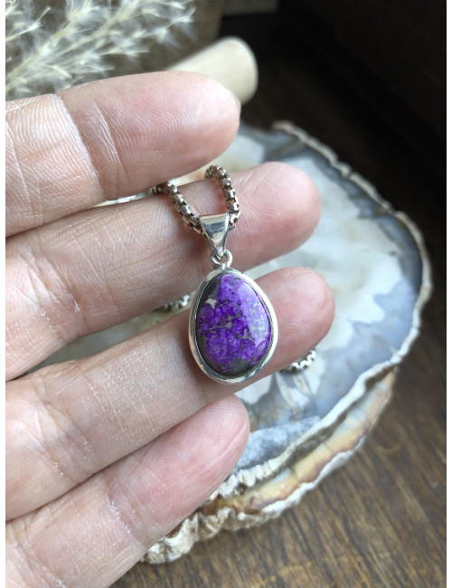 Pendentif en charoïte et argent 925 - Qualité exceptionnelle.