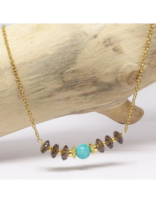 Quartz fumé et amazonite