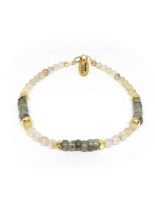 Quartz rutile et labradorite