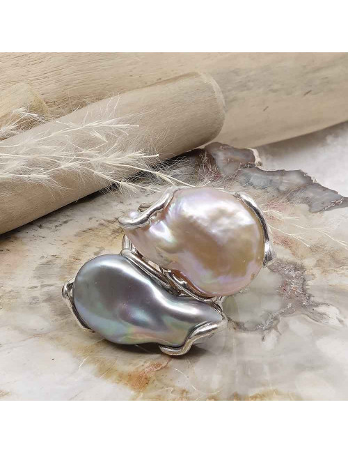 Bague ajustable en Perles d'eau douce