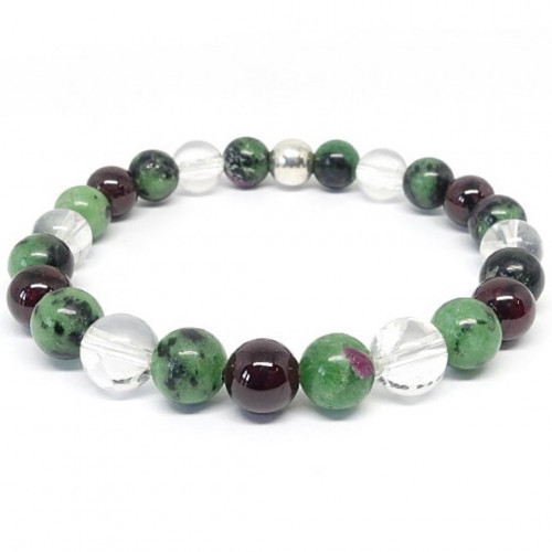 copy of Passion et sensualité - Zoisite, grenat facetté et cristal de roche facetté , Bracelet extensible